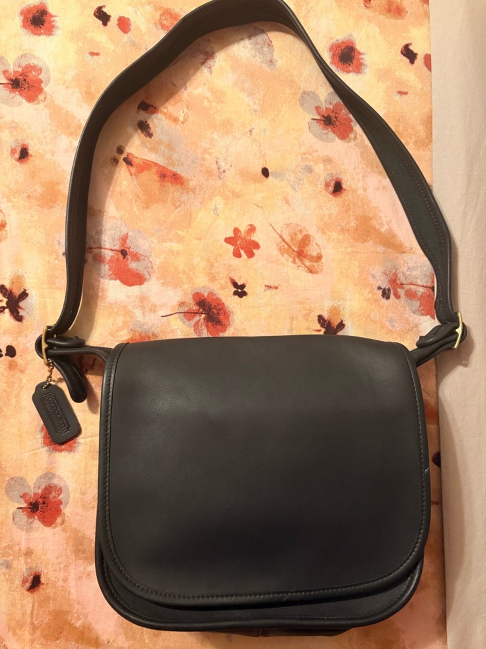 Coach Black Leather Crossbody Bag with Gold Hardware